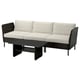 VITTSKÄR 3-seat conversation set, outdoor plastic rattan dark gray/Frösön/Duvholmen beige