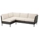 VITTSKÄR 3-seat modular corner sofa, outdoor plastic rattan dark gray/Frösön/Duvholmen beige