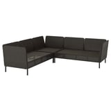 VITTSKÄR 4-seat modular corner sofa, outdoor/plastic rattan dark gray