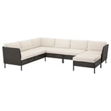 VITTSKÄR 5-seat modular corner sofa, outdoor plastic rattan dark gray/Frösön/Duvholmen beige