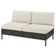 VITTSKÄR Loveseat, outdoor plastic rattan dark gray/Frösön/Duvholmen beige