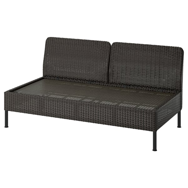 VITTSKÄR Loveseat, outdoor/plastic rattan dark gray