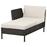 VITTSKÄR Modular chaise longue, with armrest outdoor/plastic rattan dark gray Frösön/Duvholmen beige
