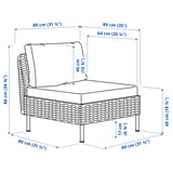 VITTSKÄR Modular easy chair, outdoor plastic rattan dark gray/Frösön/Duvholmen beige