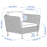 VITTSKÄR Modular lounge chair, plastic rattan dark gray/Frösön/Duvholmen beige