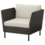 VITTSKÄR Modular lounge chair, plastic rattan dark gray/Frösön/Duvholmen beige