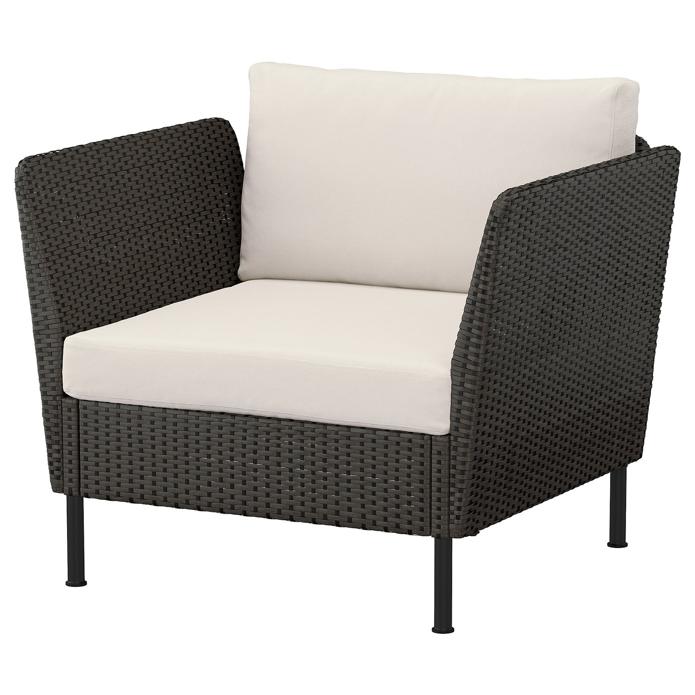 Modular Lounge Chair, Plastic Rattan Dark Gray/FröSöN/Duvholmen Beige