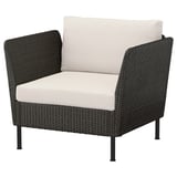 VITTSKÄR Modular lounge chair, plastic rattan dark gray/Frösön/Duvholmen beige