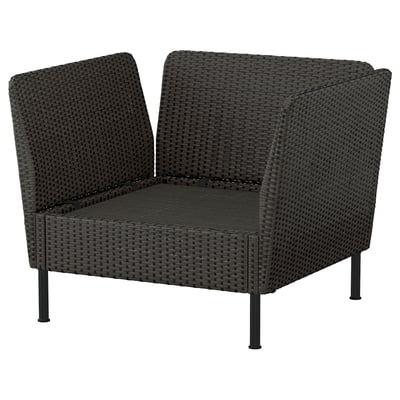 VITTSKÄR Modular lounge chair, plastic rattan dark gray