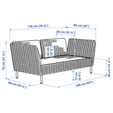 VITTSKÄR Modular loveseat, armrests outdoor/plastic rattan dark gray