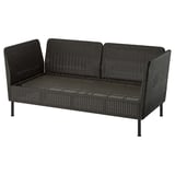 VITTSKÄR Modular loveseat, armrests outdoor/plastic rattan dark gray