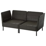 VITTSKÄR Modular loveseat, armrests outdoor/plastic rattan dark gray