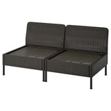 VITTSKÄR Modular loveseat, outdoor/plastic rattan dark gray