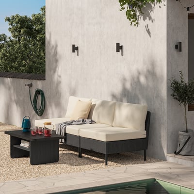 VITTSKÄR Sectional, 3-seat, outdoor plastic rattan dark gray/Frösön/Duvholmen beige