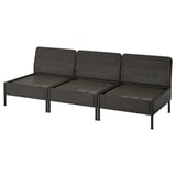 VITTSKÄR Sectional, 3-seat, outdoor/plastic rattan dark gray