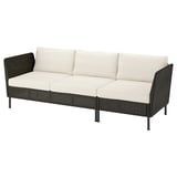VITTSKÄR Sofa, armrests outdoor/plastic rattan dark gray Frösön/Duvholmen beige