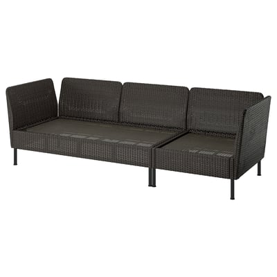 VITTSKÄR Sofa, armrests outdoor/plastic rattan dark gray