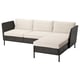 VITTSKÄR Sofa with chaise, armrests outdoor/plastic rattan dark gray Frösön/Duvholmen beige