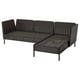 VITTSKÄR Sofa with chaise, armrests outdoor/plastic rattan dark gray
