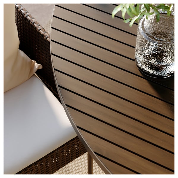 VITTSKÄR Table and 8 chairs, outdoor plastic rattan dark gray/Frösön/Duvholmen beige, 73 5/8 "