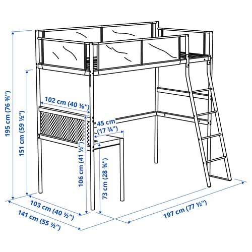 Illustration with measurements for the product: VITVAL.