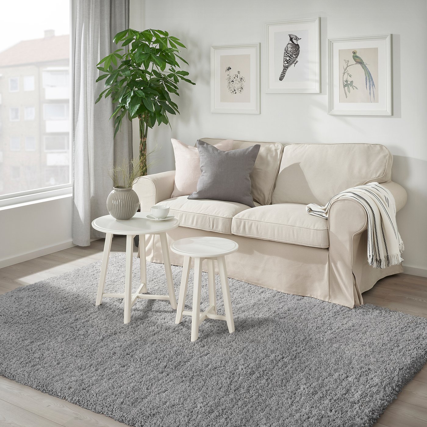VOLLERSLEV rug, high pile, gray, 6'7