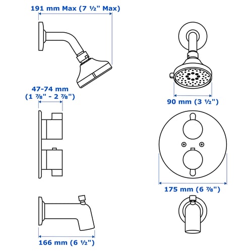 Illustration with measurements for the product: VOXNAN.
