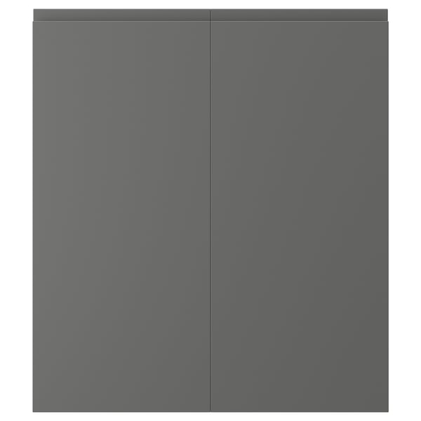 VOXTORP 2-p door/corner base cabinet set, right-handed dark gray, 13x30 "