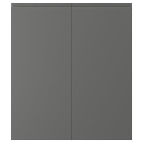 Dark grey VOXTORP cabinet doors with smooth surfaces and minimalist handles.