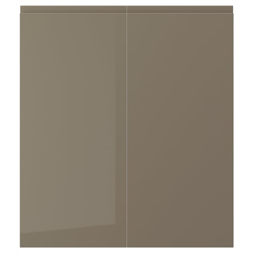 VOXTORP door: sleek dark grey-brown, glossy finish, smooth fiberboard.