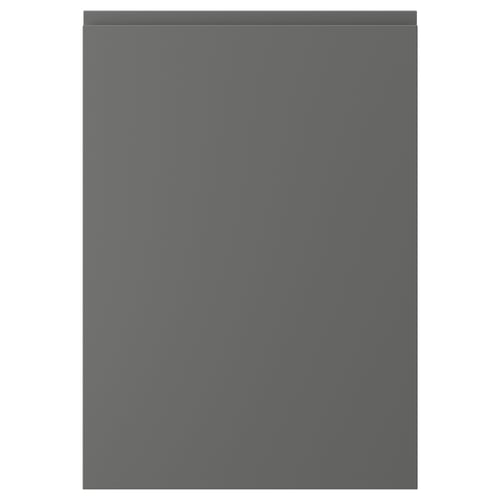 Dark grey VOXTORP cabinet front with sleek, minimalist design and integrated handles.