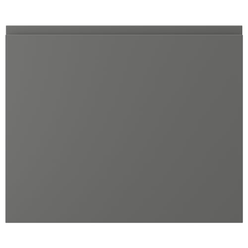 Dark grey VOXTORP kitchen cabinet, sleek, modern, rectangular with integrated handles.