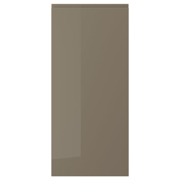 VOXTORP Door, high gloss dark gray-brown, 18x40 "