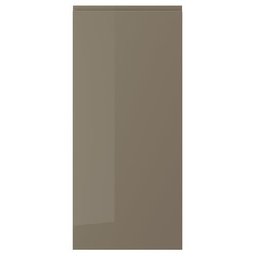 VOXTORP door: sleek, dark grey-brown, glossy finish, smooth, rectangular, modern design, easy to clean, integrated handle.