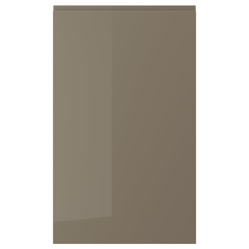 VOXTORP door: sleek dark brown, high-gloss finish, vertical rectangle with integrated handle.