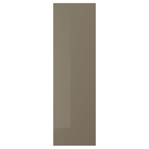 VOXTORP dark grey-brown kitchen door with sleek handles, smooth fibreboard surface.