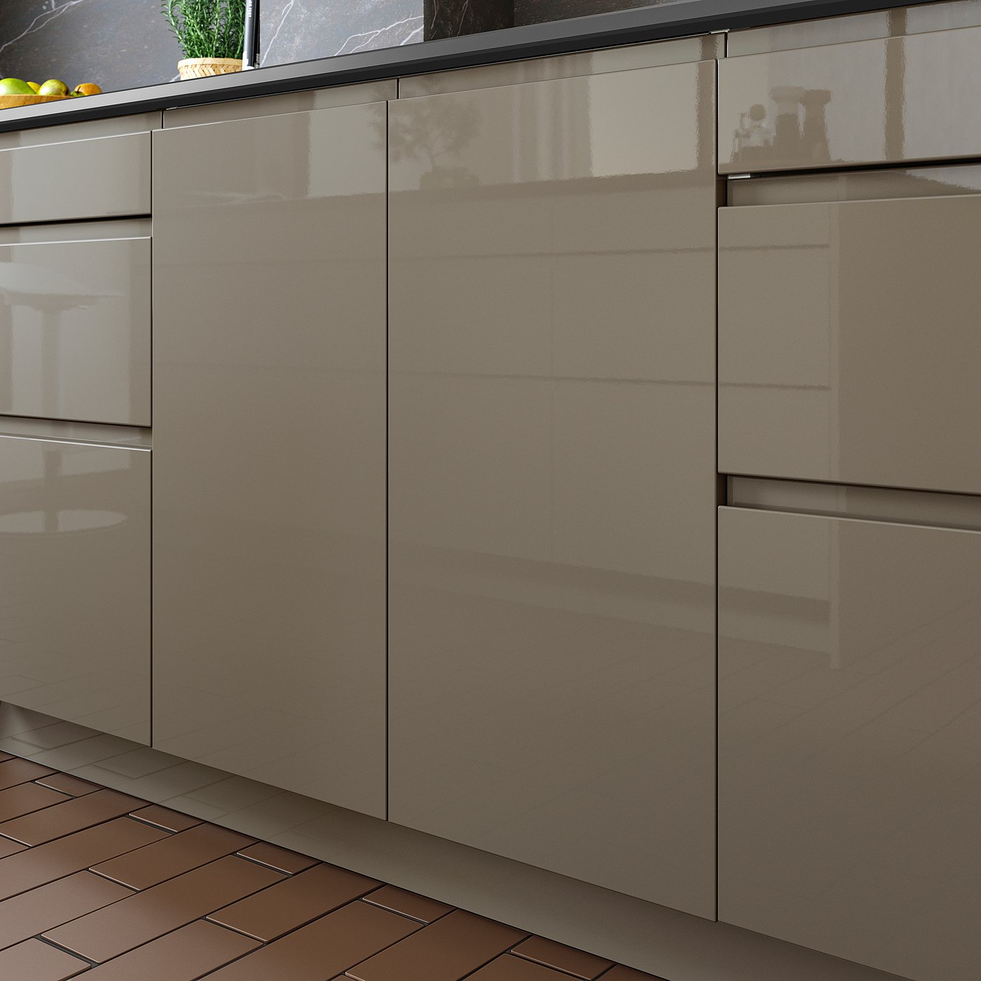 VOXTORP door, high gloss dark gray-brown, 24x40