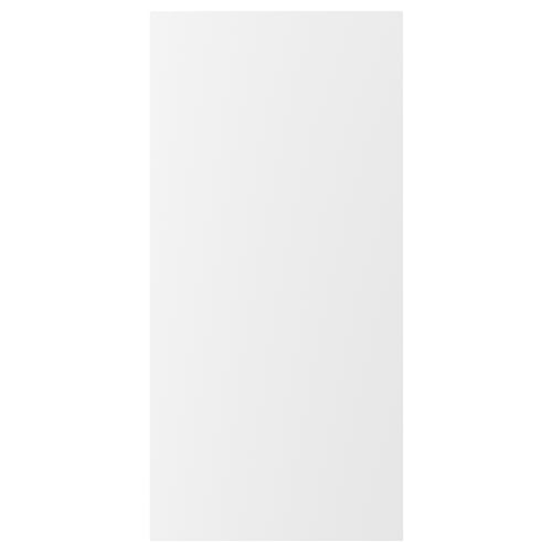 VOXTORP white kitchen door, modern style, integrated handles, particleboard material.