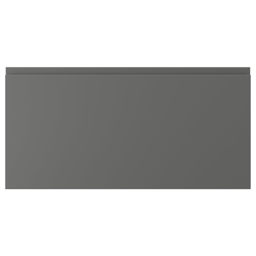 VOXTORP dark grey kitchen cabinet front with minimalist design and integrated handles.
