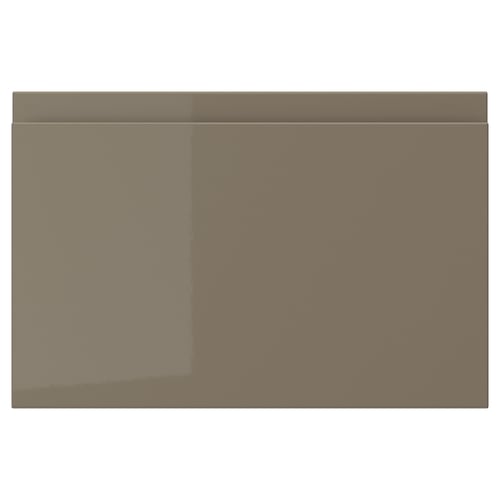 VOXTORP drawer, dark grey-brown, glossy, rectangular with rounded edges, sleek minimalist design.