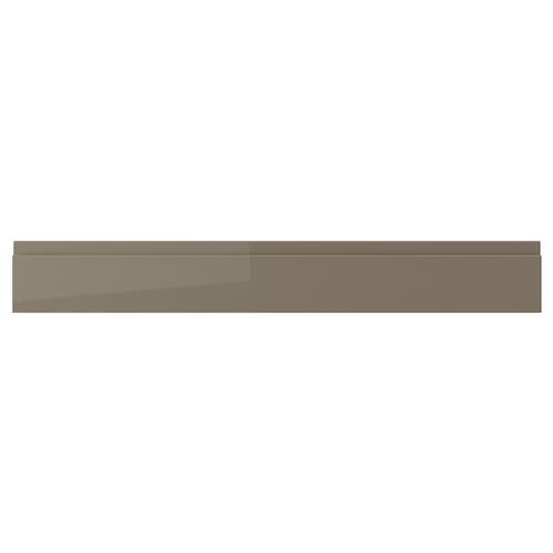 VOXTORP dark grey-brown high-gloss drawer front, smooth, rectangular with integrated handle.