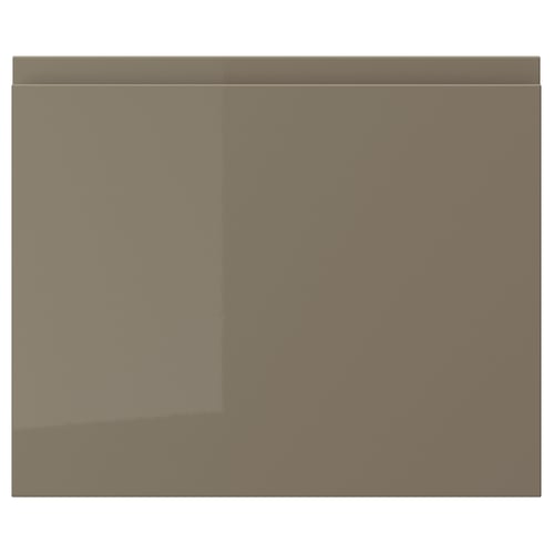 VOXTORP drawer front, dark grey-brown, glossy finish, rectangle shape, sleek design.