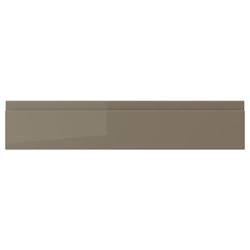 A VOXTORP drawer in dark gray-brown with high-gloss finish and integrated handle.