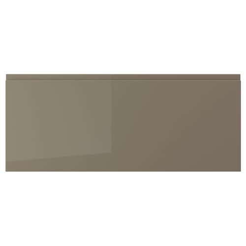VOXTORP drawer front, dark grey-brown, high gloss, rectangular, sleek design, easy-clean surface.