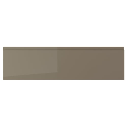 VOXTORP drawer front, dark grey-brown, high gloss, sleek modern design, rectangle shape.