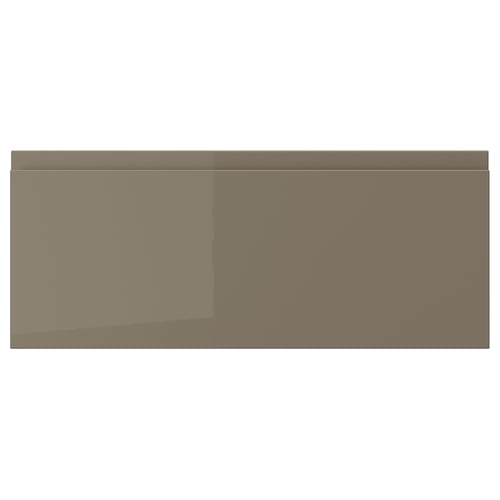 VOXTORP drawer front, dark grey-brown, glossy, rectangular, sleek design.