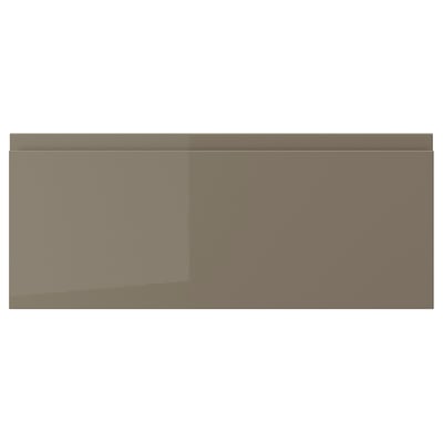 VOXTORP drawer front, dark grey-brown, glossy, rectangular, sleek design.