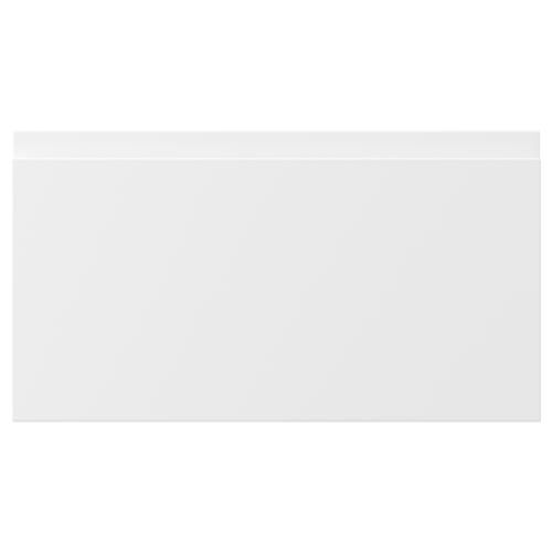 VOXTORP white drawer front with sleek, integrated handles. Modern design, smooth surface.