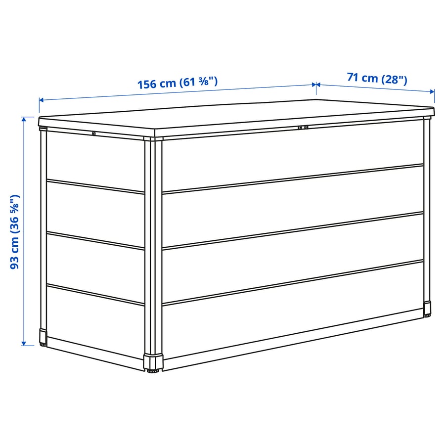 VRENEN storage box, outdoor, light gray/gray, 613/8x28x365/8"/216
