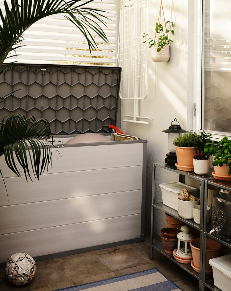 VRENEN storage box, outdoor, light gray/gray, 613/8x28x365/8"/216